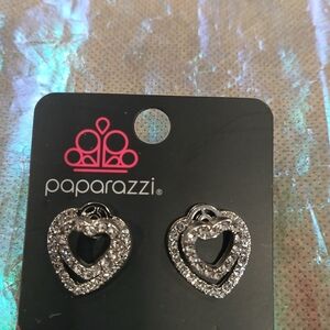 Paparazzi Silver Heart Earrings